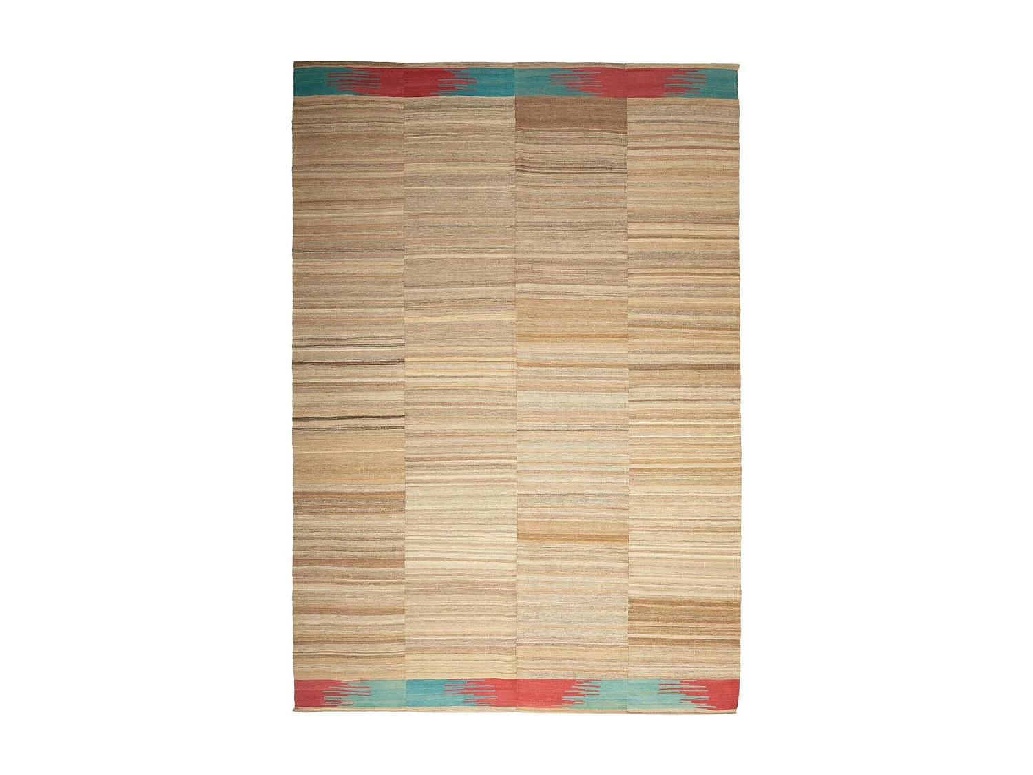 Authentique tapis d'Orient 223x322 kilim fait main en laine marron et rouge M