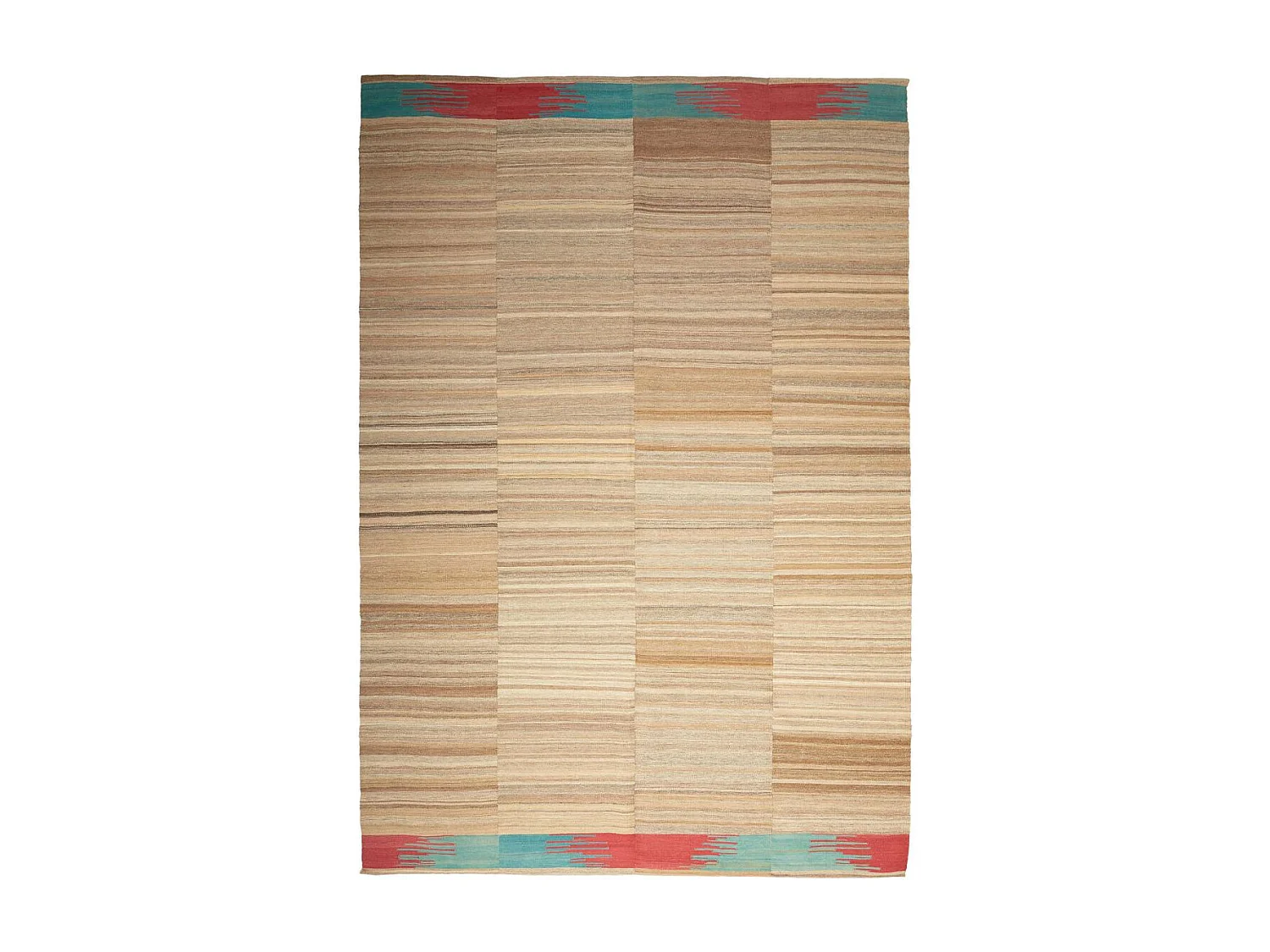 Authentique tapis d'Orient 223x322 kilim fait main en laine marron et rouge M