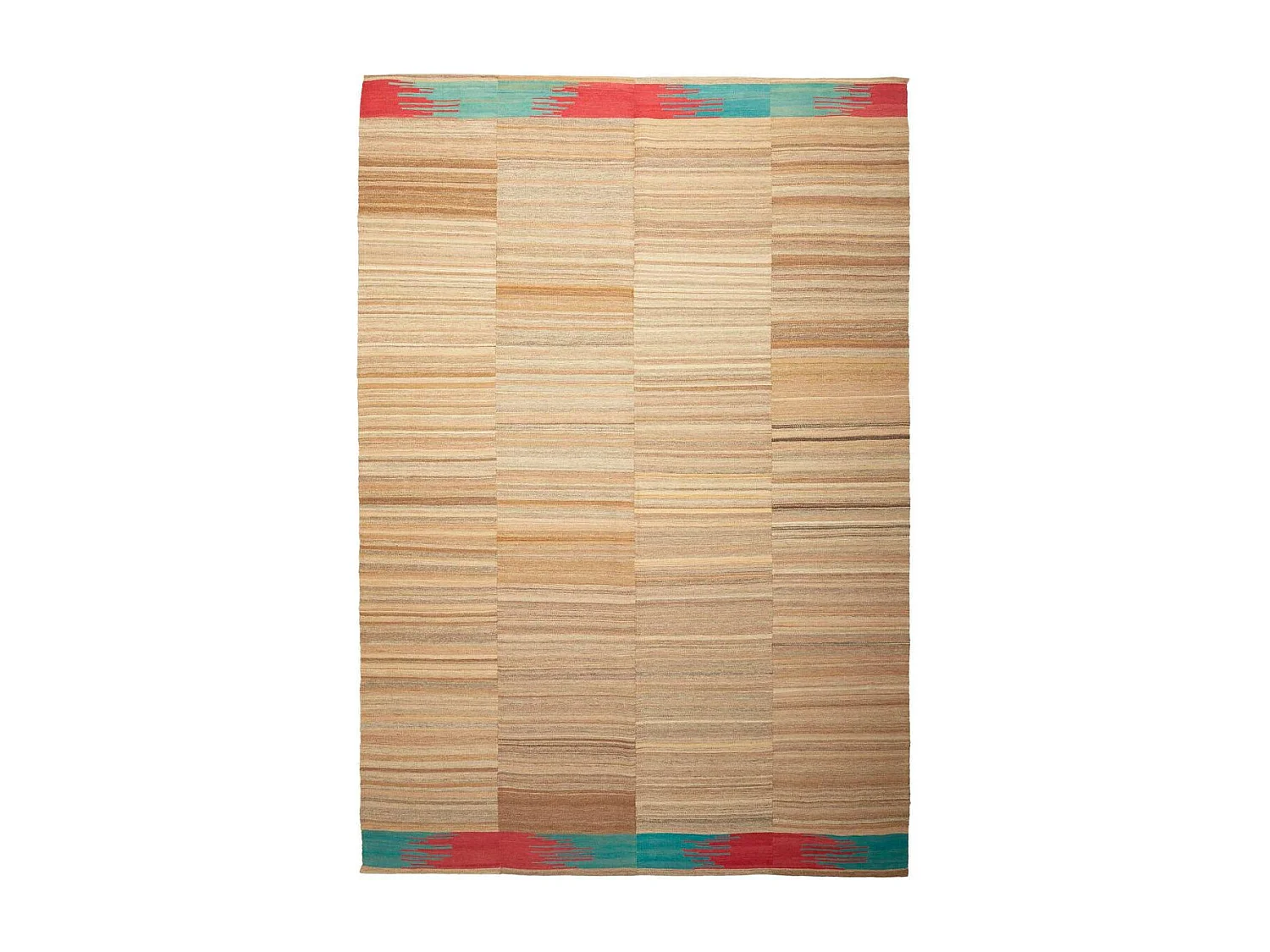 Authentique tapis d'Orient 223x322 kilim fait main en laine marron et rouge M