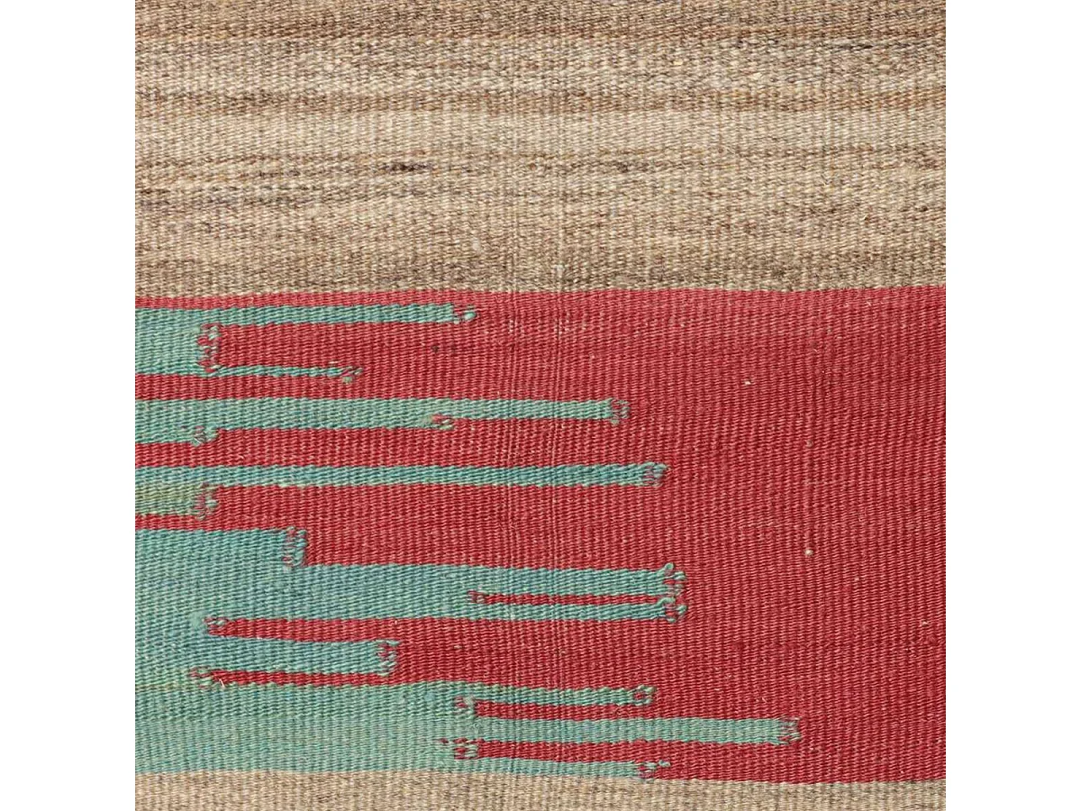 Authentique tapis d'Orient 223x322 kilim fait main en laine marron et rouge M