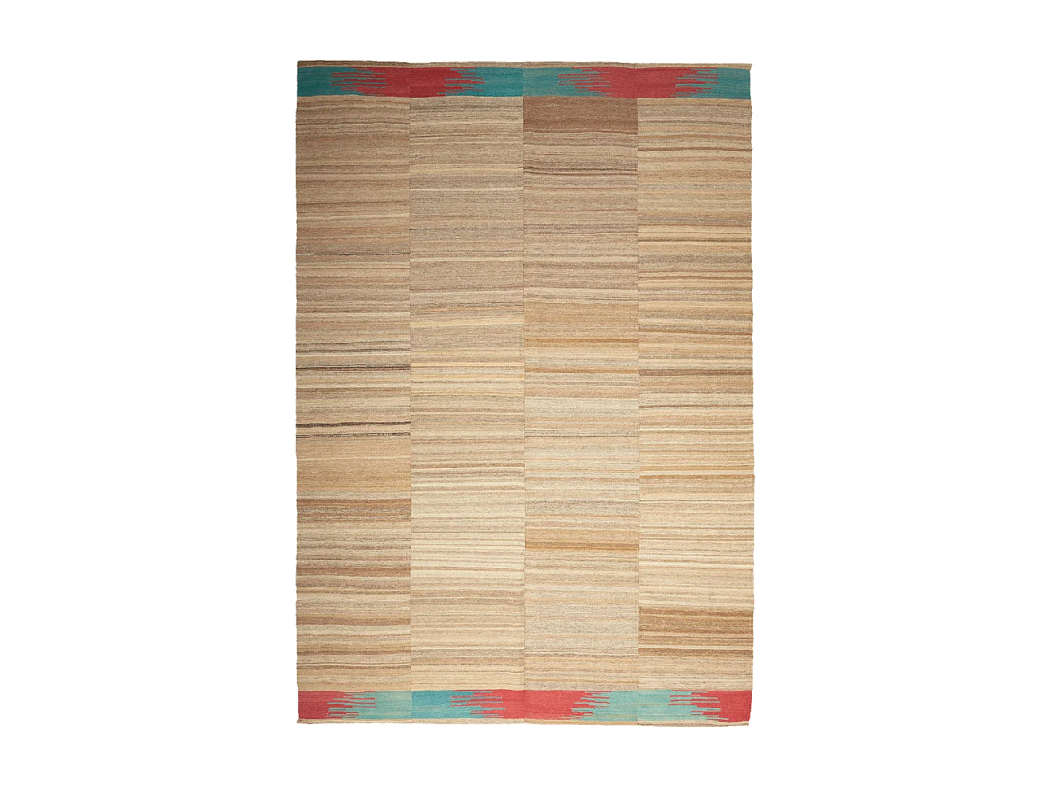 Authentique tapis d'Orient 223x322 kilim fait main en laine marron et rouge M