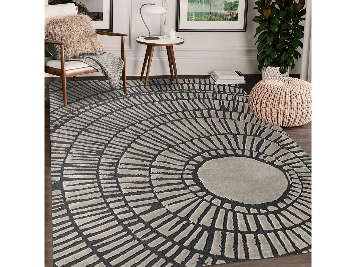 tapis chambre 160x230 tissé beige rectangle motif géométrique TOSCANA