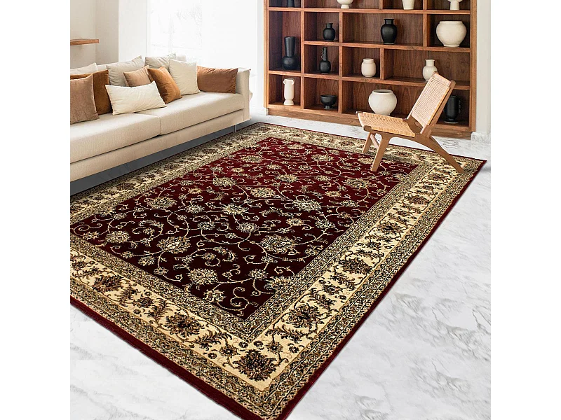 Tapis orient 240x340 rectangle rouge tissé motifs orientaux BISKO 1