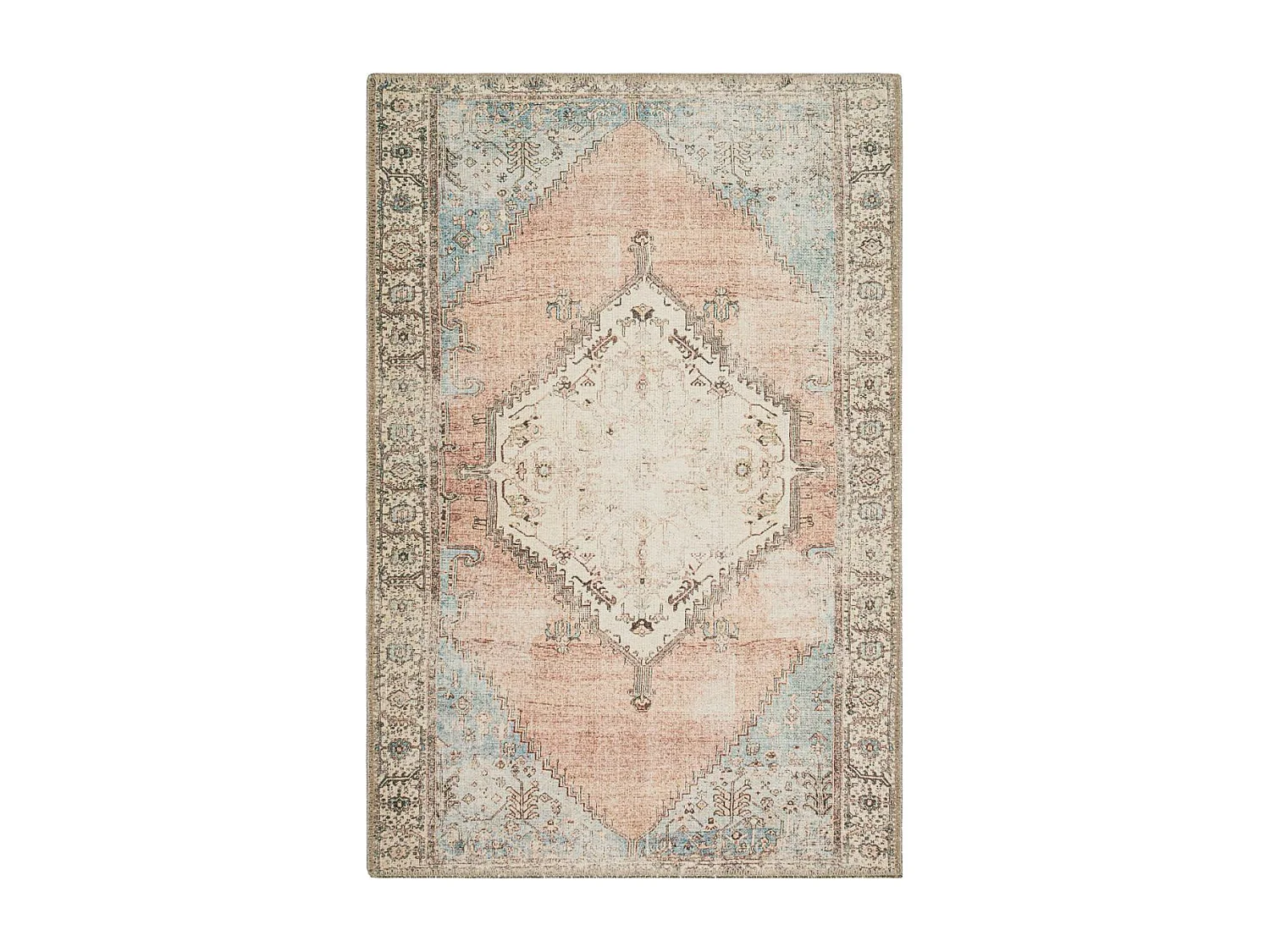 Tapis orient 160x230 rectangle bleu et beige tissé motif classique ORTAGE C