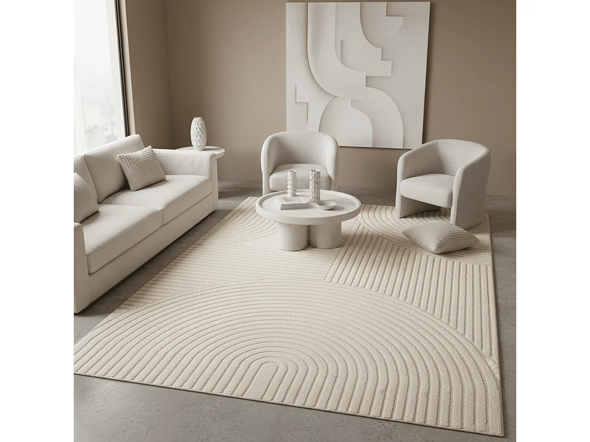 tappeto da ingresso 60x110 tessuto tessuto rettangolo crema modello semplice LYN9 CERNAN