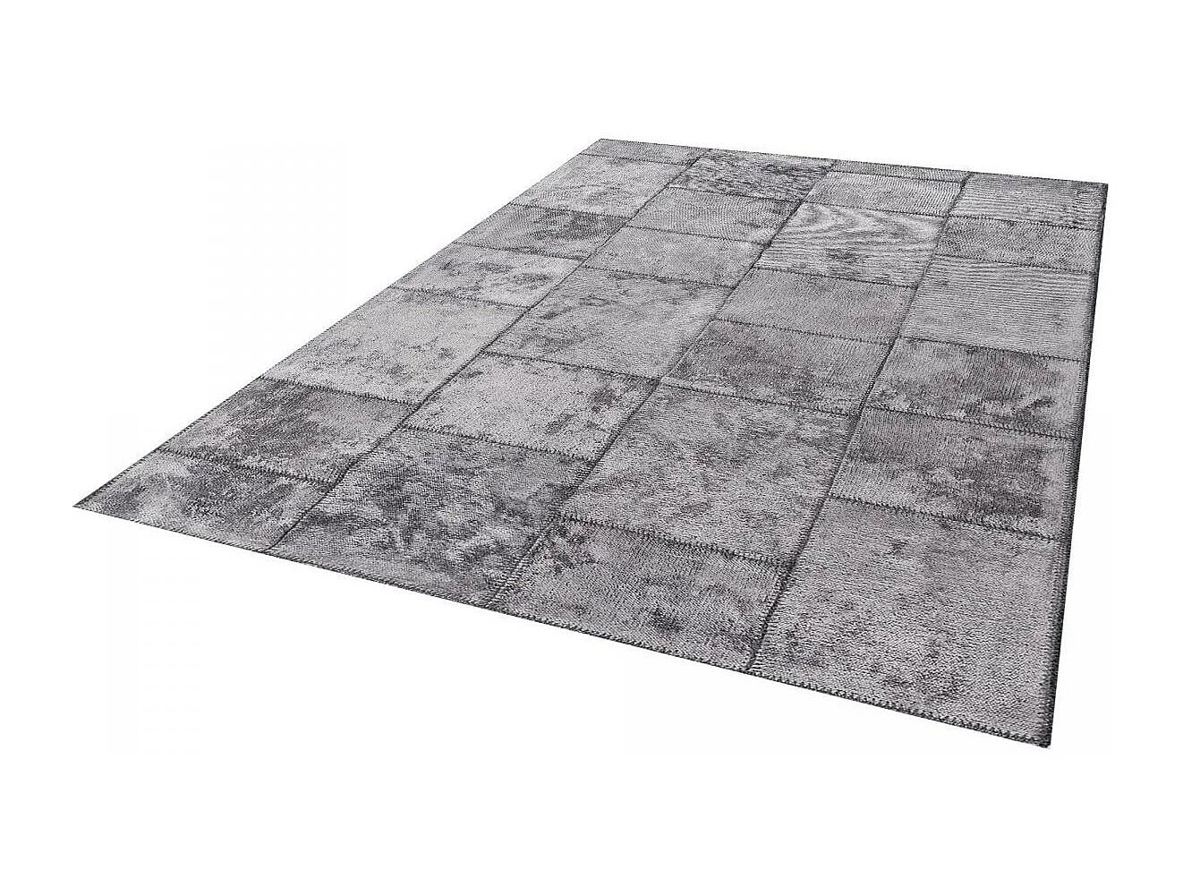 Tapis kilim 200x250 rectangle tissé en coton gris motif géométrique PATSHY