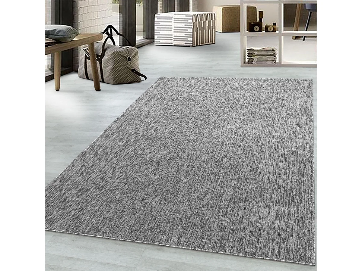 tapis grand salon 240x340 tissé gris rectangle motif uni SAKRDA