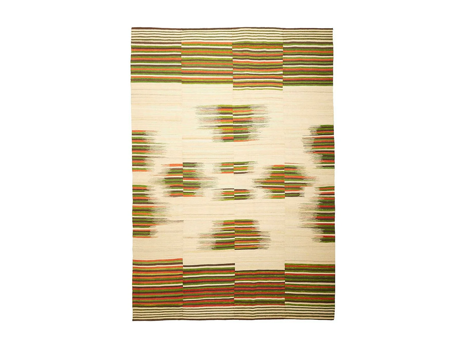Authentique tapis d'Orient 211x304 kilim fait main en laine vert et rouge A 5