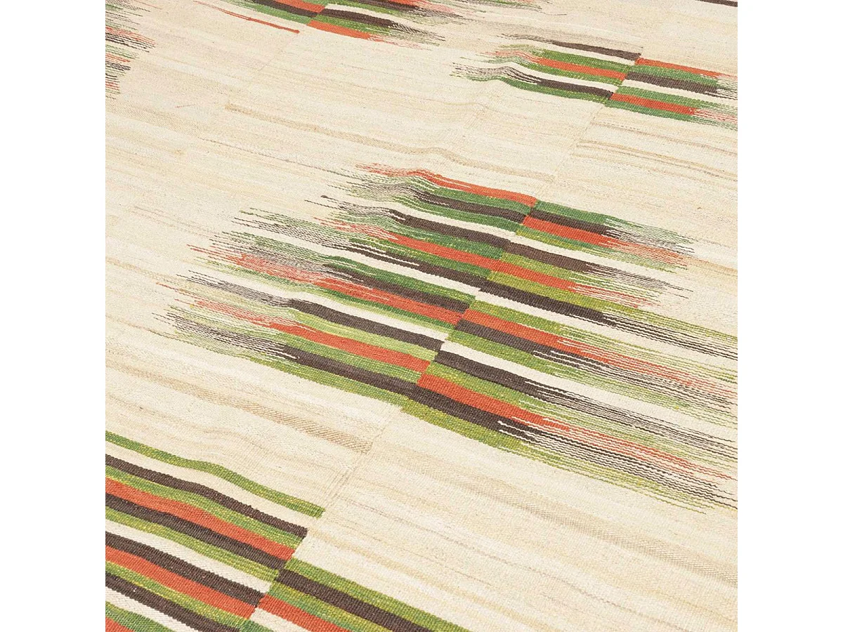 Authentique tapis d'Orient 211x304 kilim fait main en laine vert et rouge A 5