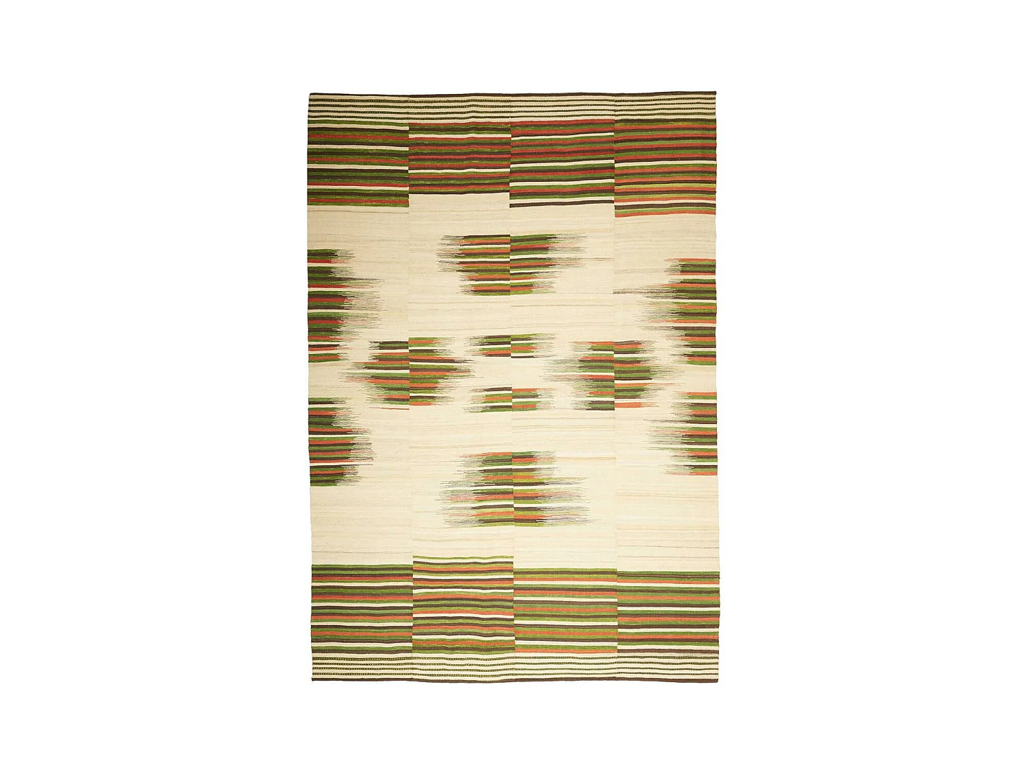 Authentique tapis d'Orient 211x304 kilim fait main en laine vert et rouge A 5