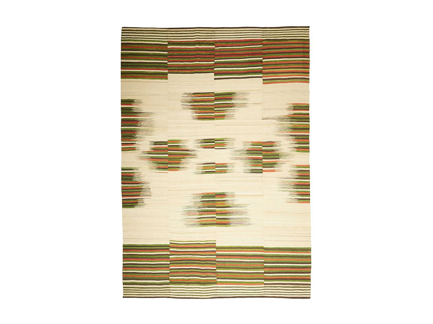 Authentique tapis d'Orient 211x304 kilim fait main en laine vert et rouge A 5