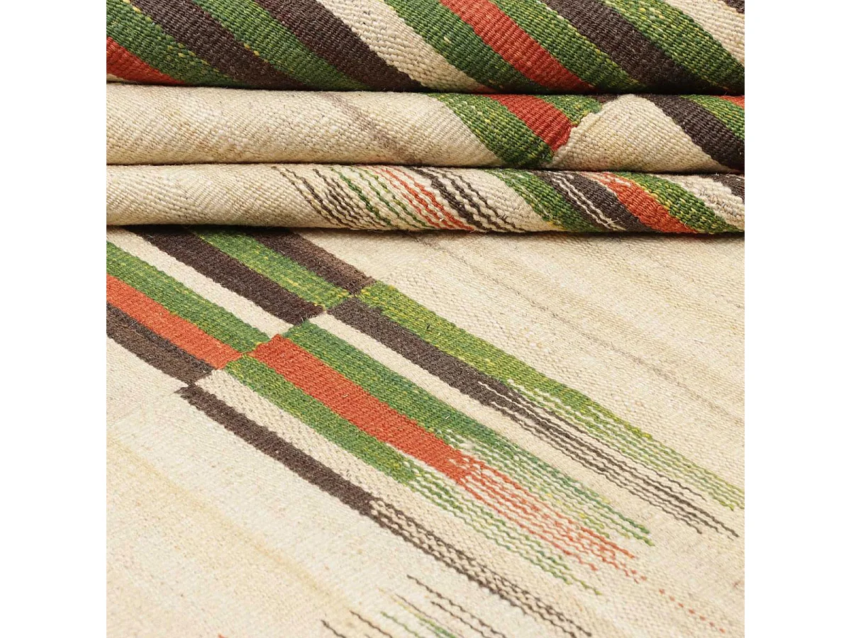 Authentique tapis d'Orient 211x304 kilim fait main en laine vert et rouge A 5