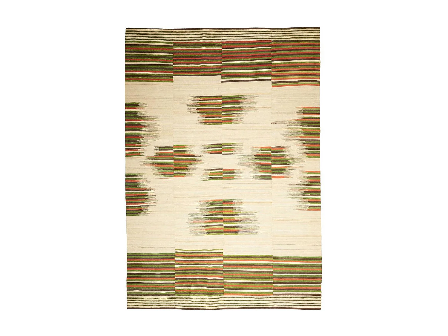 Authentique tapis d'Orient 211x304 kilim fait main en laine vert et rouge A 5