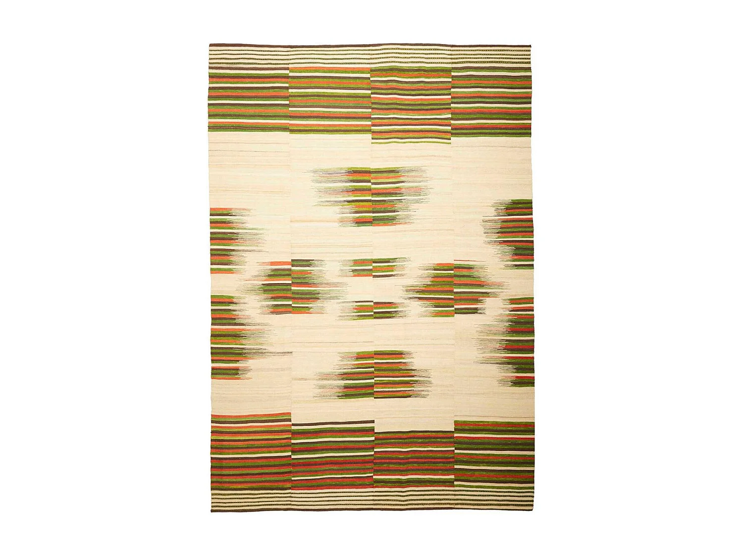 Authentique tapis d'Orient 211x304 kilim fait main en laine vert et rouge A 5