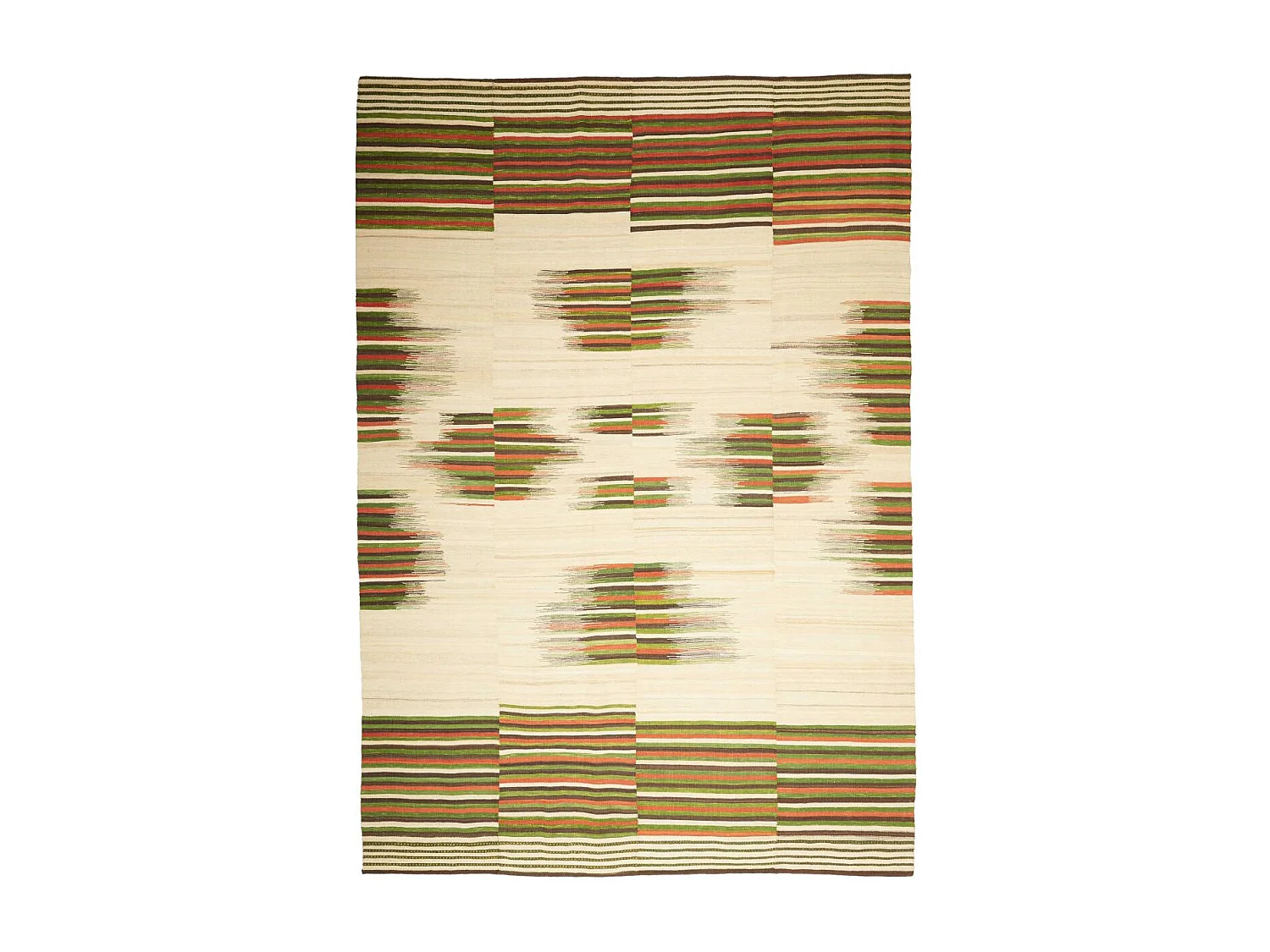 Authentique tapis d'Orient 211x304 kilim fait main en laine vert et rouge A 5