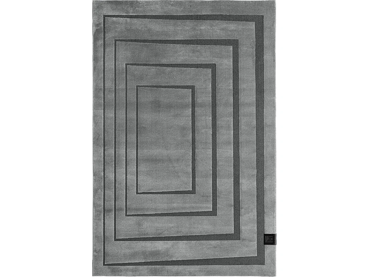 tapis chambre 160x230 tissé gris et noir rectangle motif géométrique PLAZA