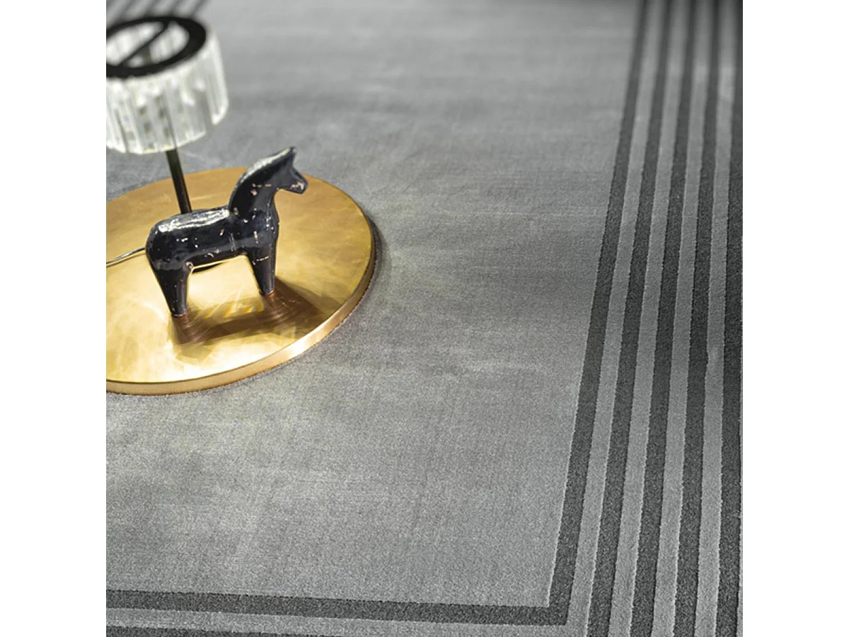 tappeto per camera da letto 160x230 motivo geometrico rettangolare intrecciato grigio e nero PLAZA