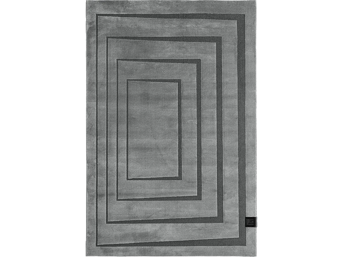 tapis chambre 160x230 tissé gris et noir rectangle motif géométrique PLAZA