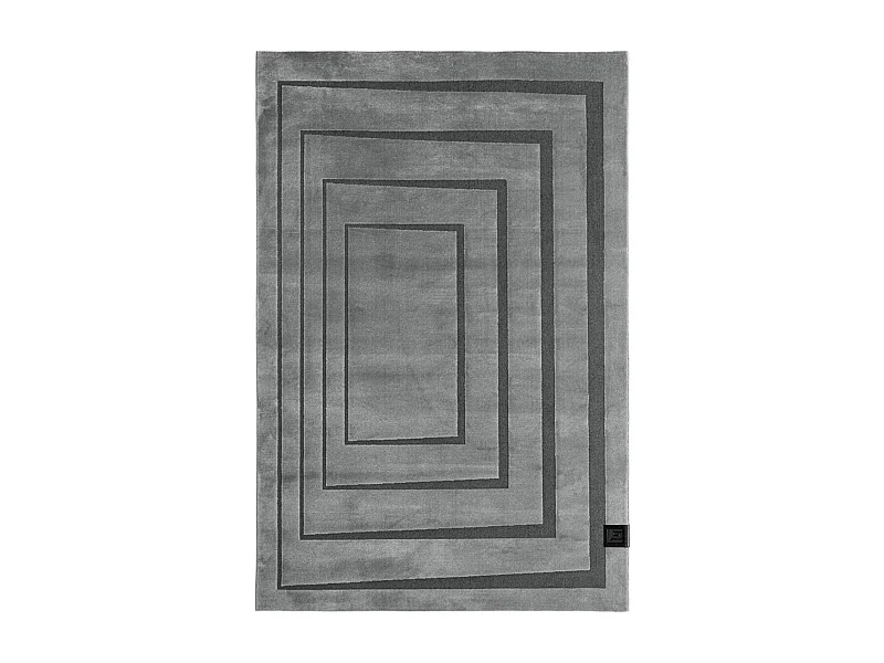 tapis chambre 160x230 tissé gris et noir rectangle motif géométrique PLAZA
