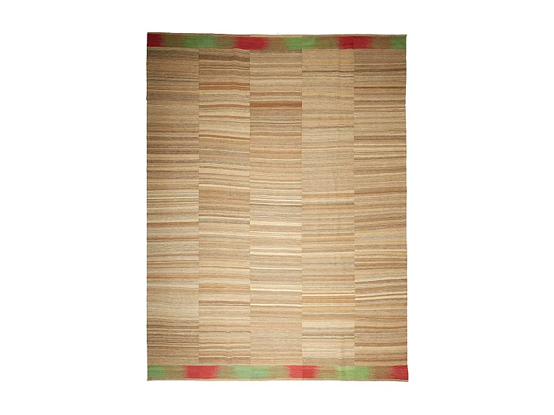Authentique tapis d'Orient 296x391 kilim fait main en laine marron et rouge L