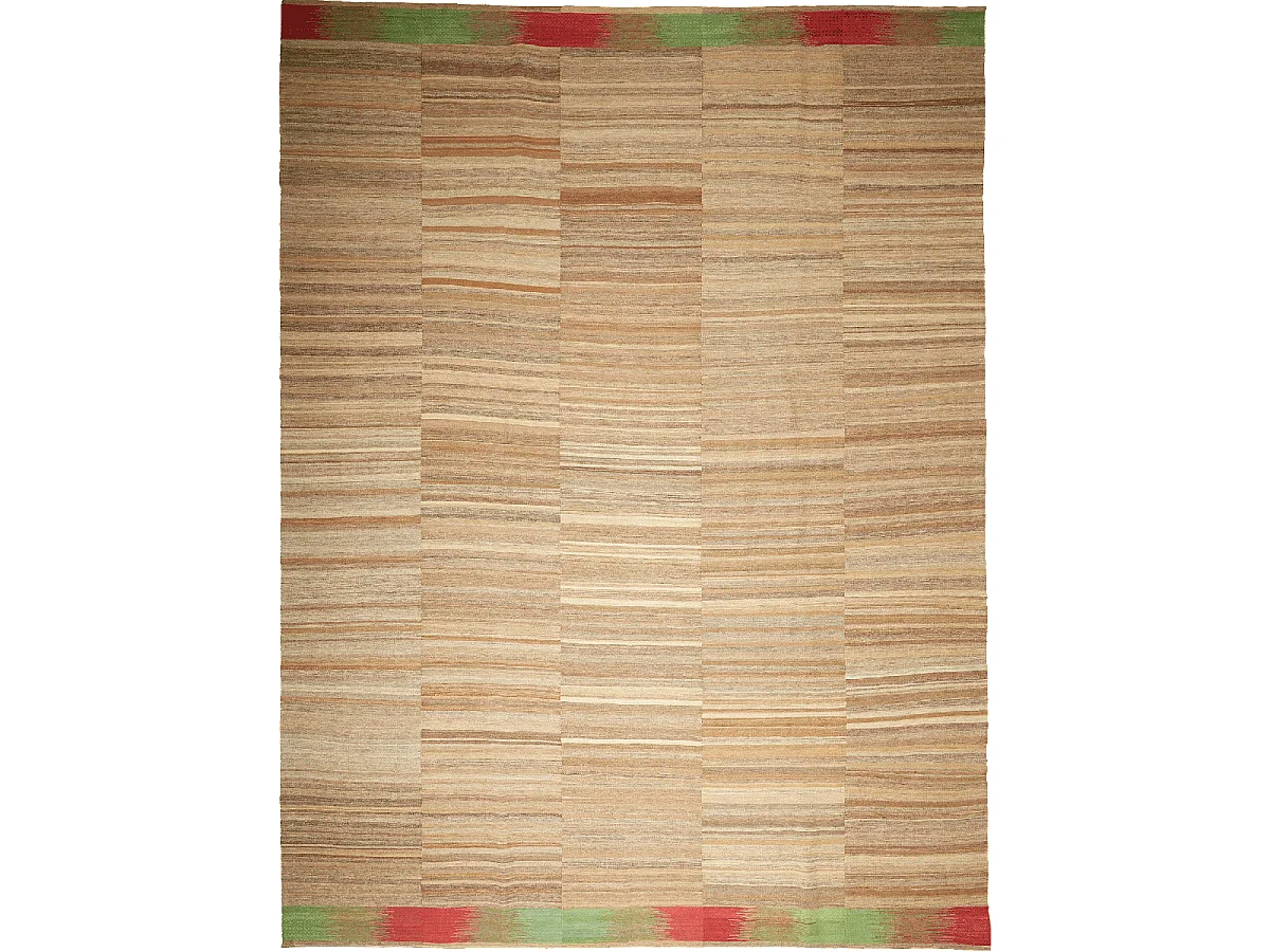 Authentique tapis d'Orient 296x391 kilim fait main en laine marron et rouge L
