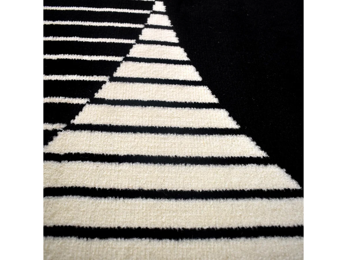 tapis chambre 80x150 tissé noir et blanc rectangle motif géométrique LYN1 VINILO