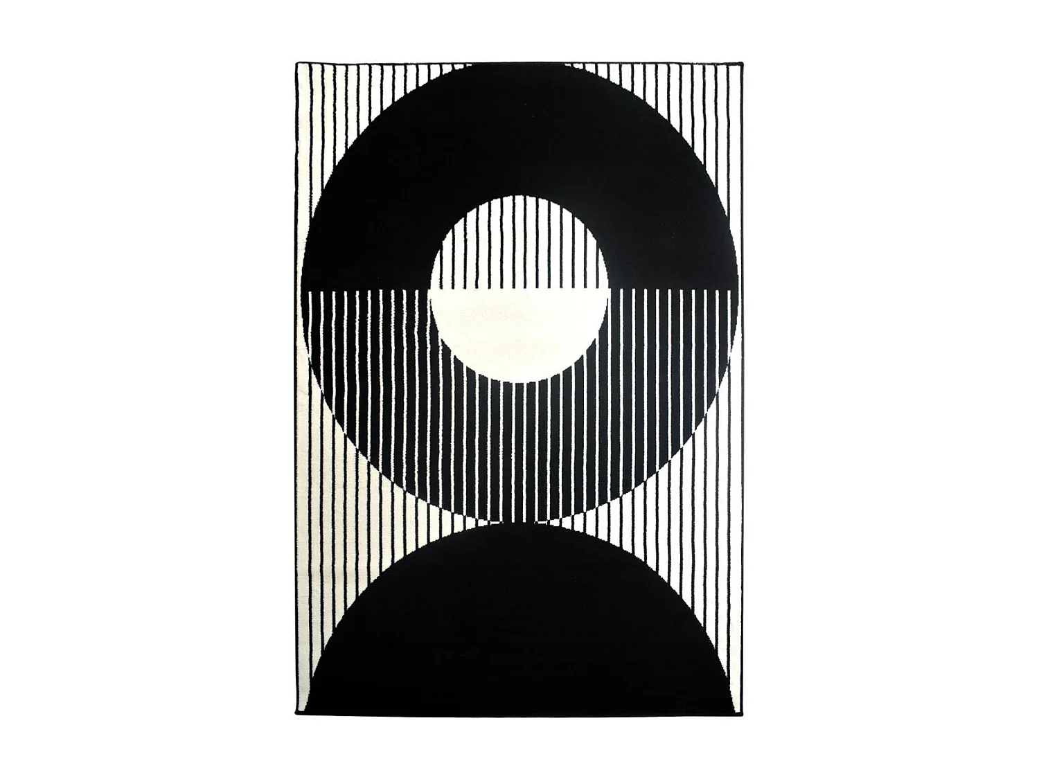 tapis chambre 80x150 tissé noir et blanc rectangle motif géométrique LYN1 VINILO