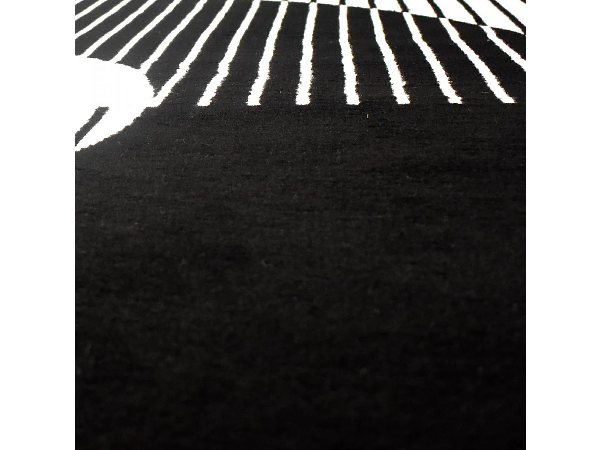 tapis chambre 80x150 tissé noir et blanc rectangle motif géométrique LYN1 VINILO
