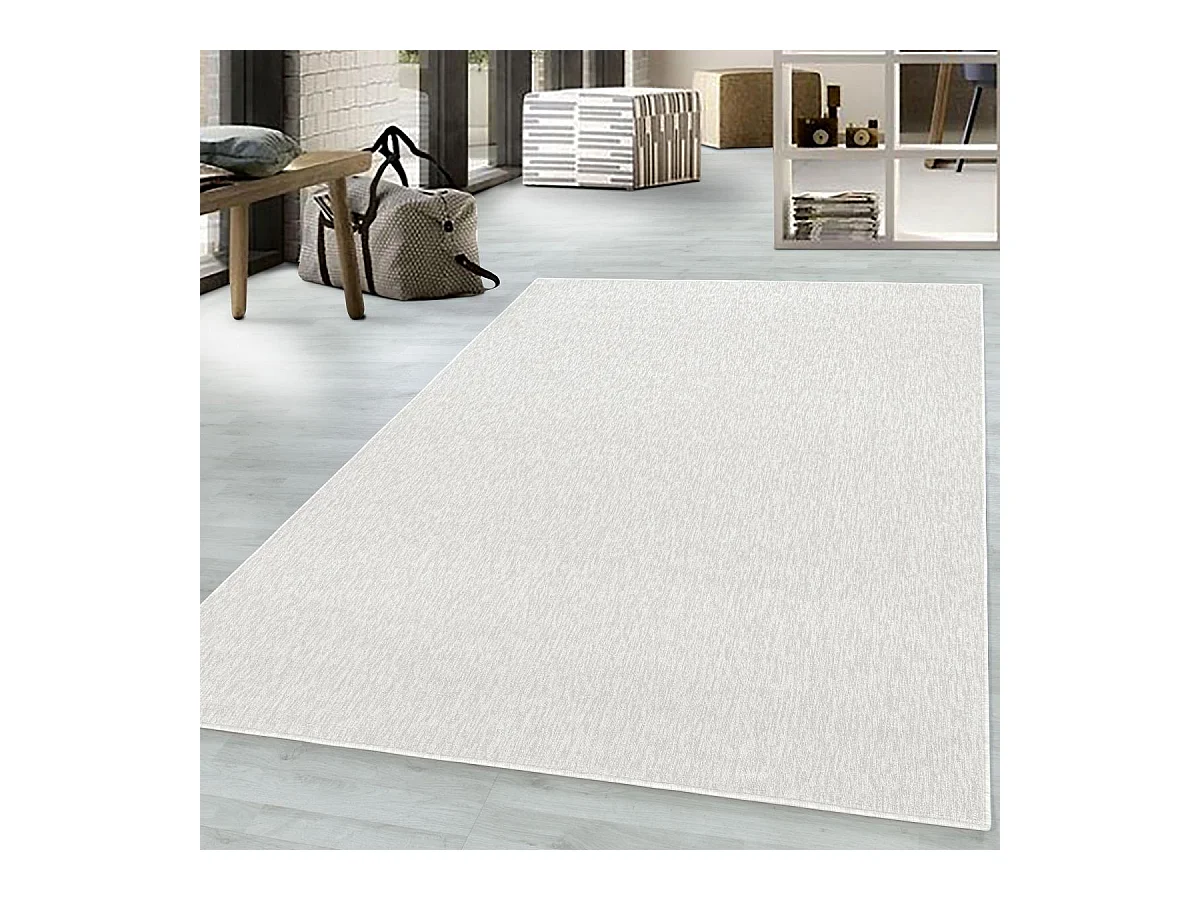 tapis salle de bain 140x200 tissé crème rectangle motif uni SAKRDA