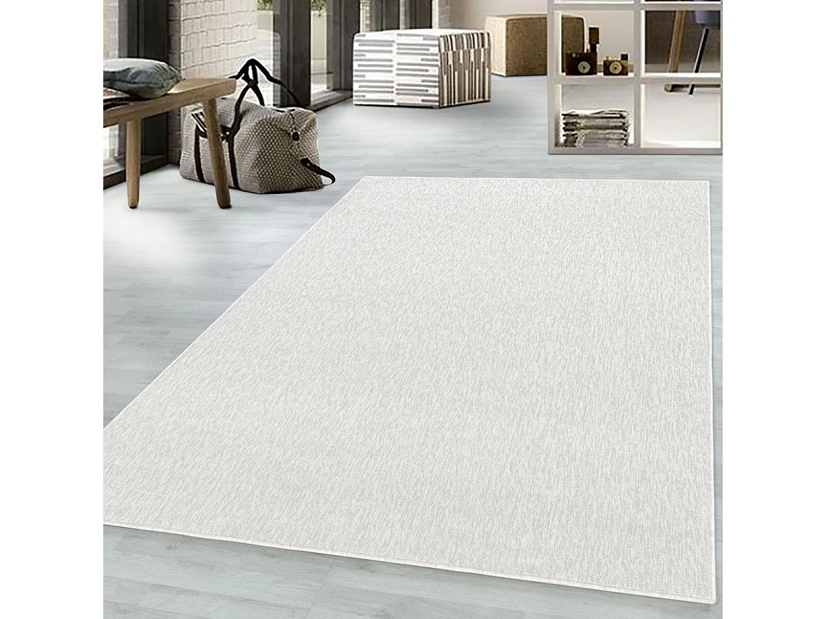 tapis salle de bain 140x200 tissé crème rectangle motif uni SAKRDA
