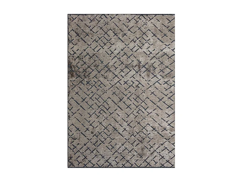 Tappeto Kilim 240x300 rettangolo intrecciato in cotone grigio modello semplice CRISTYEL