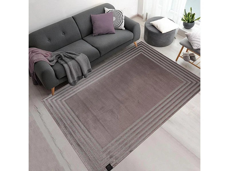 tapis chambre 160x230 tissé rose et gris rectangle motif géométrique PRELLUDE