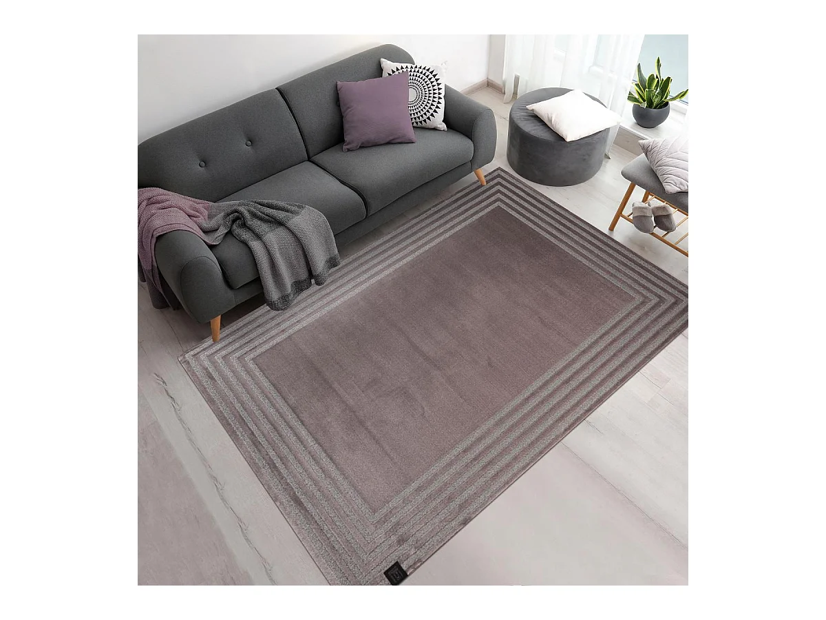 tapis chambre 160x230 tissé rose et gris rectangle motif géométrique PRELLUDE