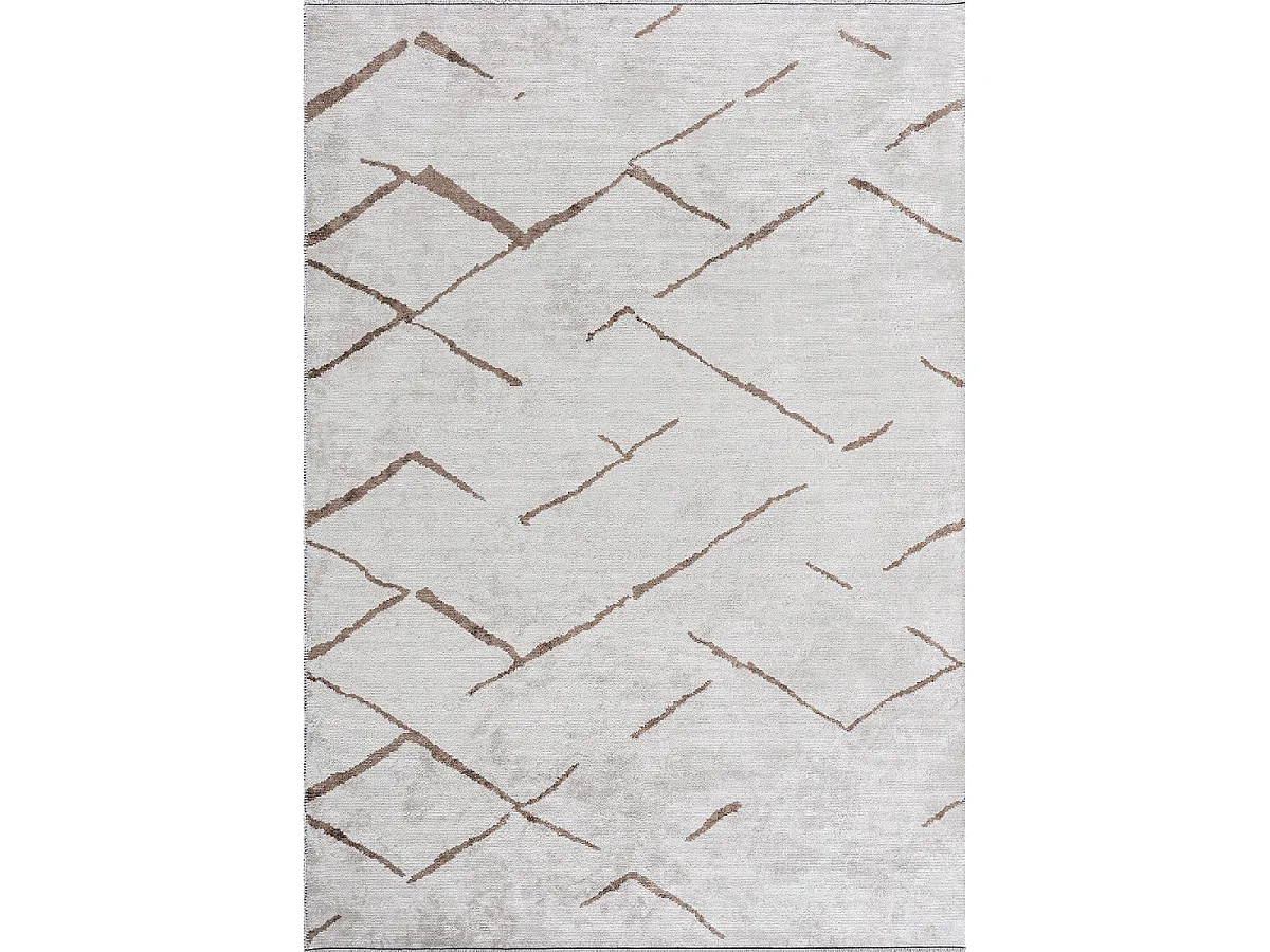 Tapis kilim 160x230 rectangle tissé en coton crème motif simple UNIRIPE