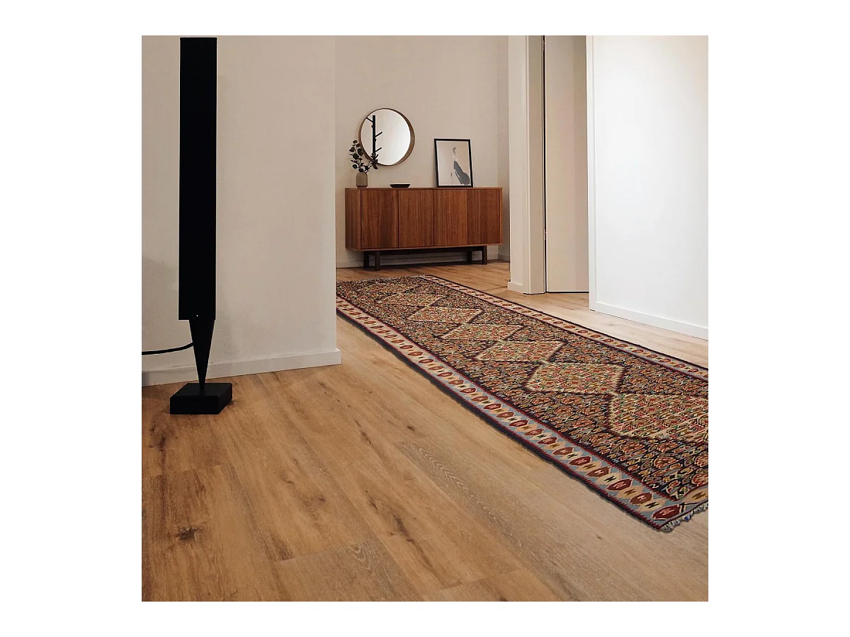 Authentique tapis d'Orient 86x391 kilim fait main en laine multicolore SENNEH