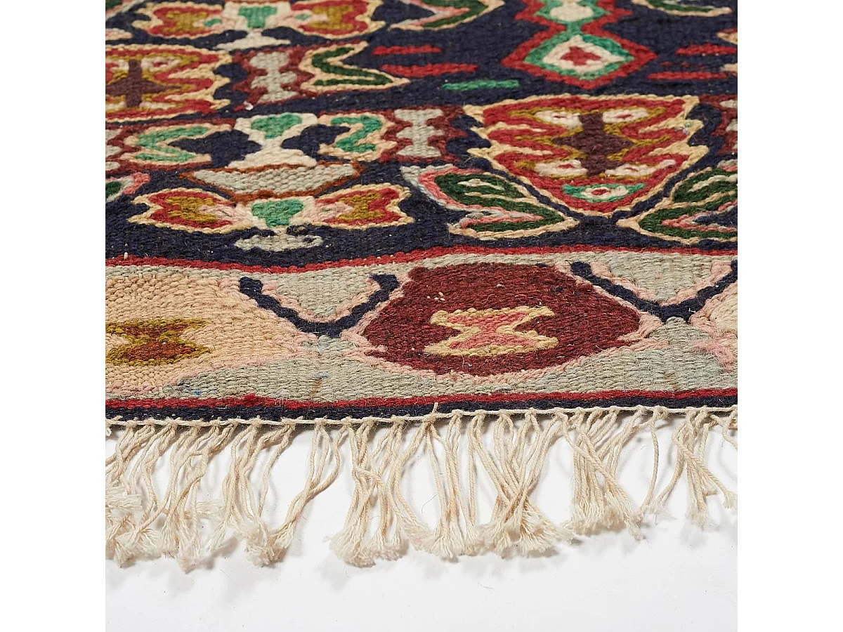 Authentique tapis d'Orient 86x391 kilim fait main en laine multicolore SENNEH