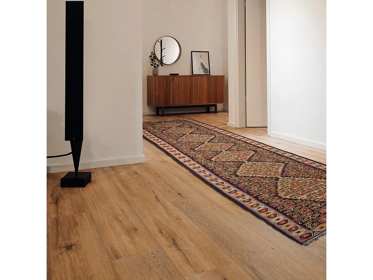 Autentico tappeto orientale 86x391 kilim fatto a mano in lana multicolore SENNEH