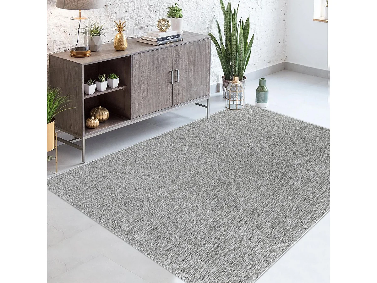 tapis entrée 60x100 tissé gris rectangle motif uni SAKRDA