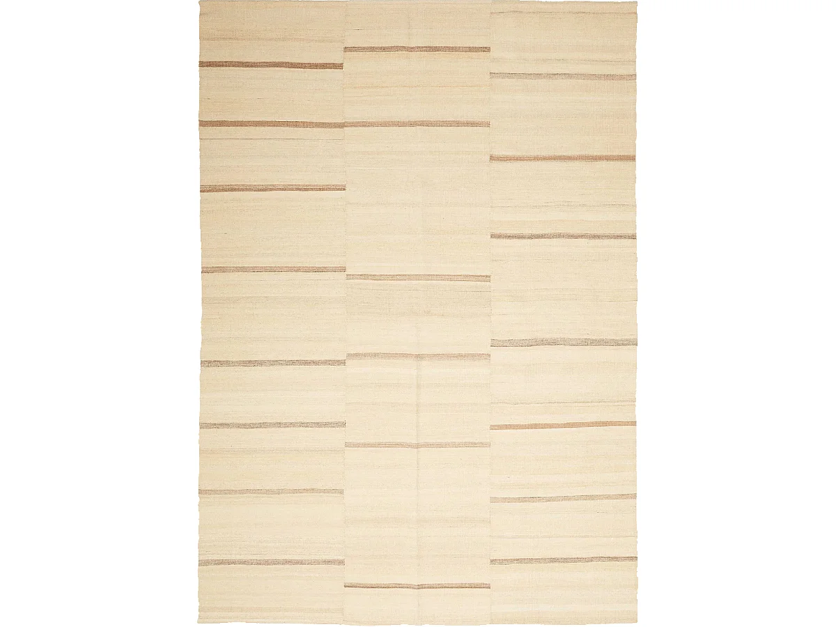 Authentique tapis d'Orient 163x233 kilim fait main en laine beige et crème N