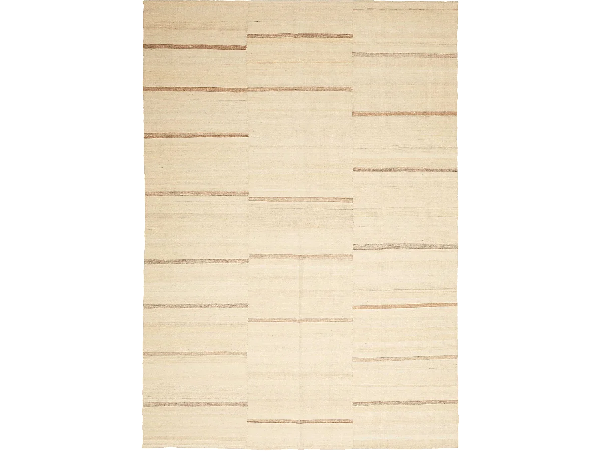 Authentique tapis d'Orient 163x233 kilim fait main en laine beige et crème N