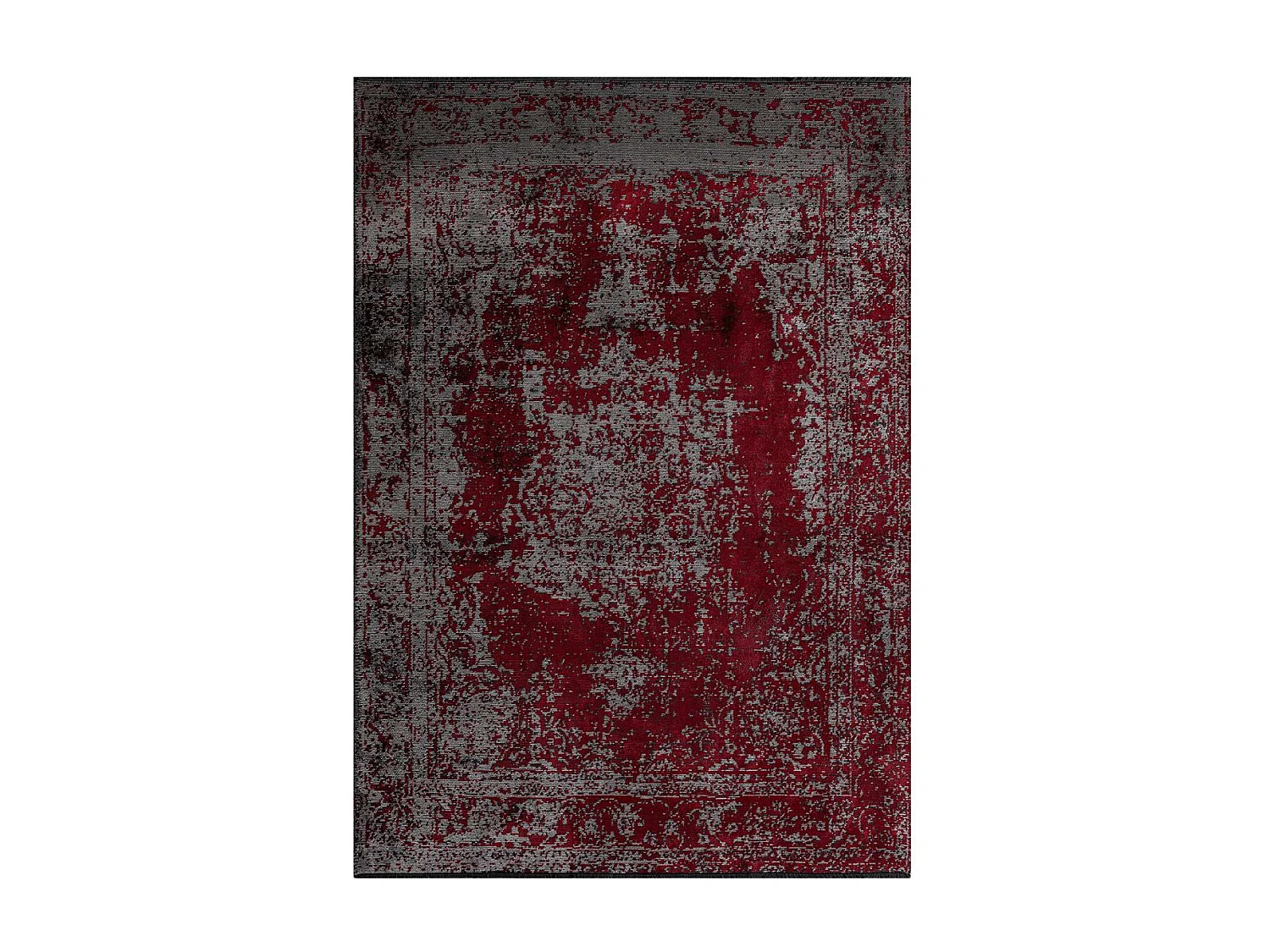 Tapis kilim 200x300 rectangle tissé en coton rouge et gris motif abstrait