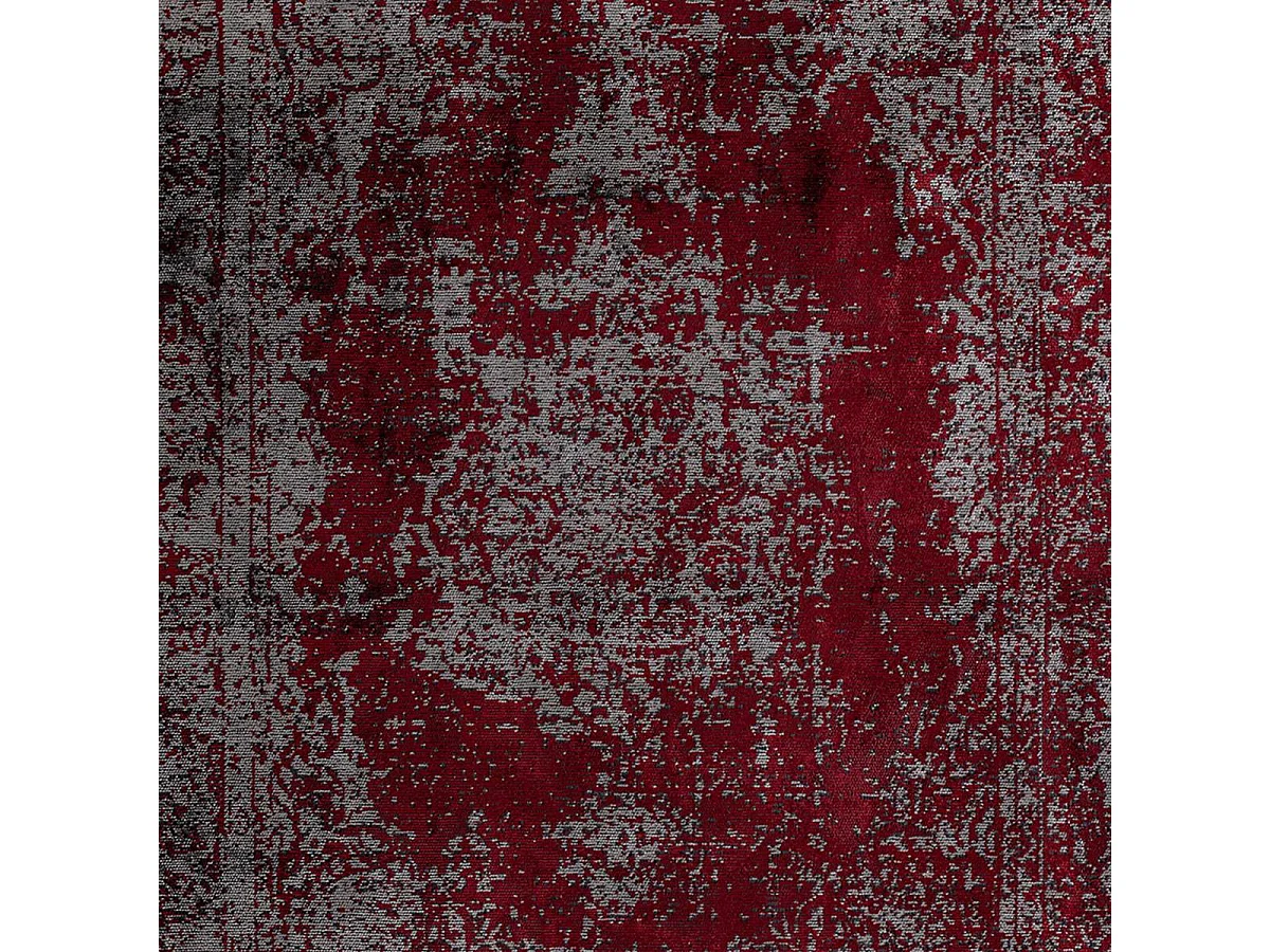 Tapis kilim 200x300 rectangle tissé en coton rouge et gris motif abstrait