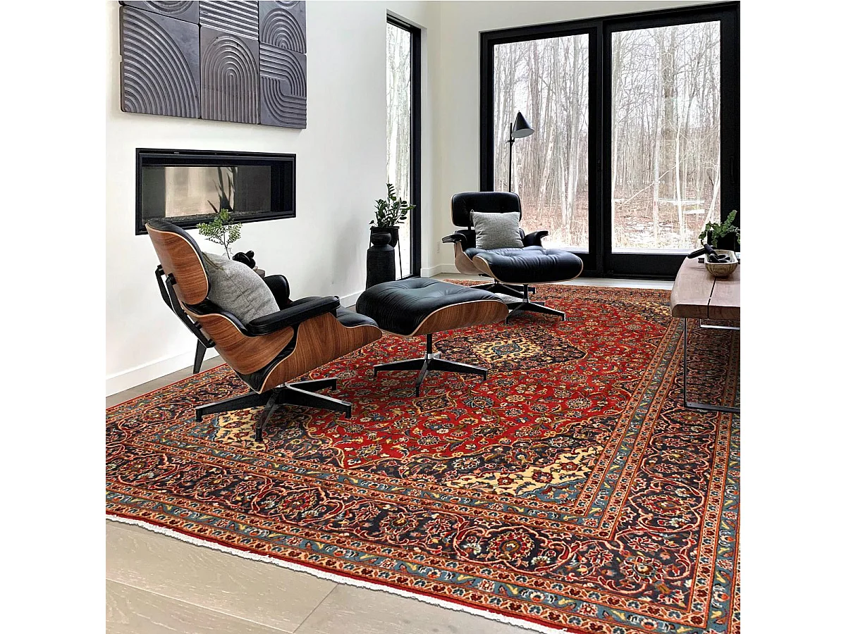 Authentique tapis d'Orient 245x340 fait à la main en laine rouge ARDAKAN 5