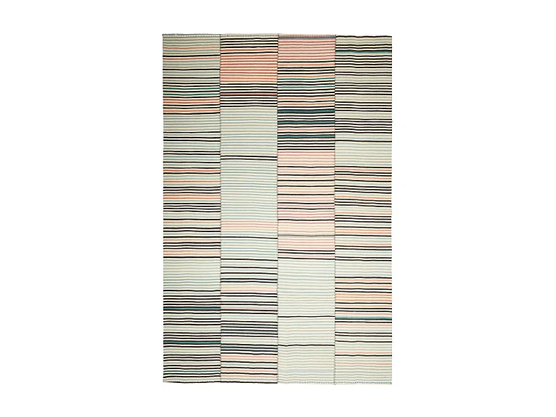 Authentique tapis d'Orient 200x305 kilim fait main en laine orange et bleu A 2