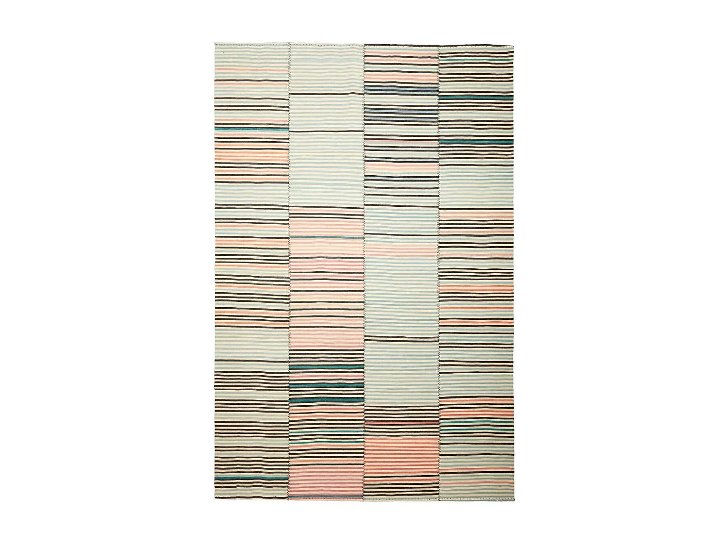 Authentique tapis d'Orient 200x305 kilim fait main en laine orange et bleu A 2