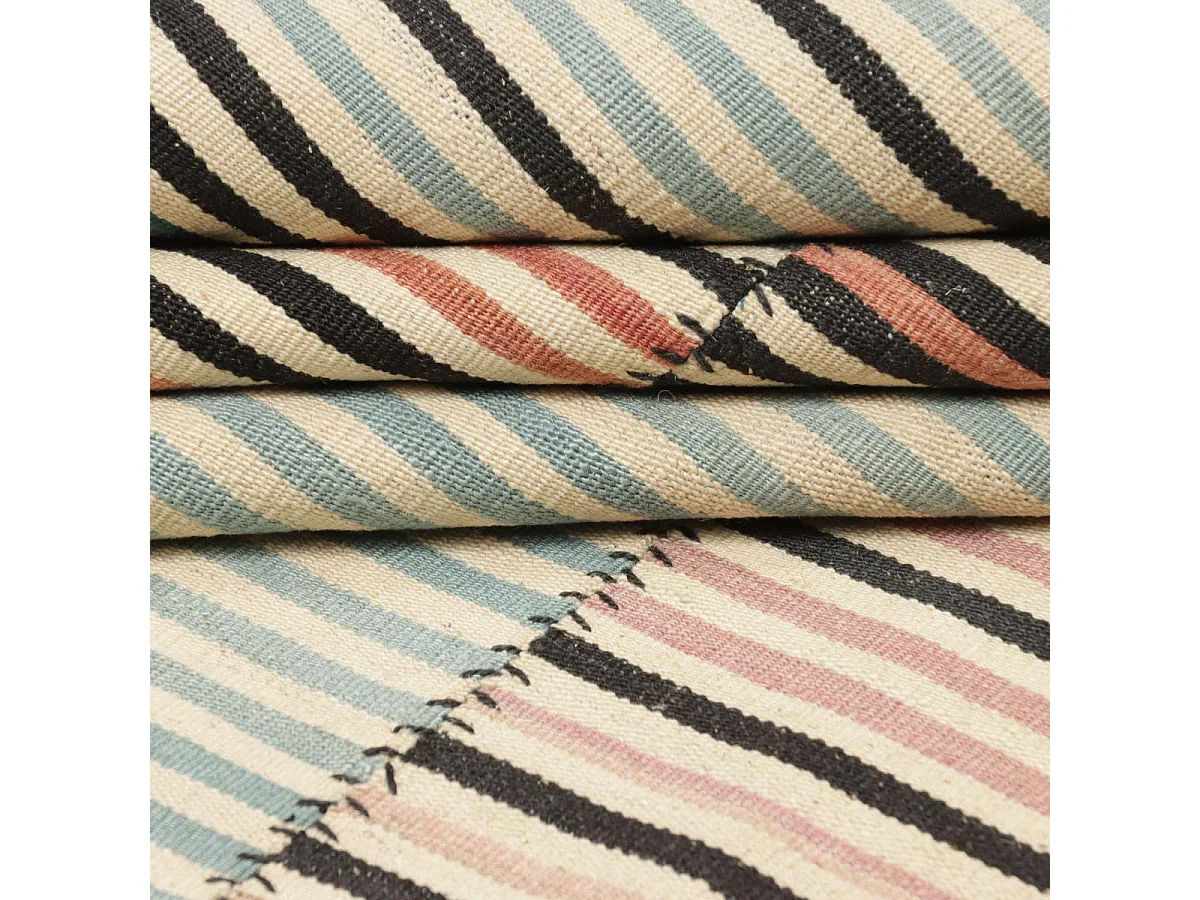 Authentique tapis d'Orient 200x305 kilim fait main en laine orange et bleu A 2