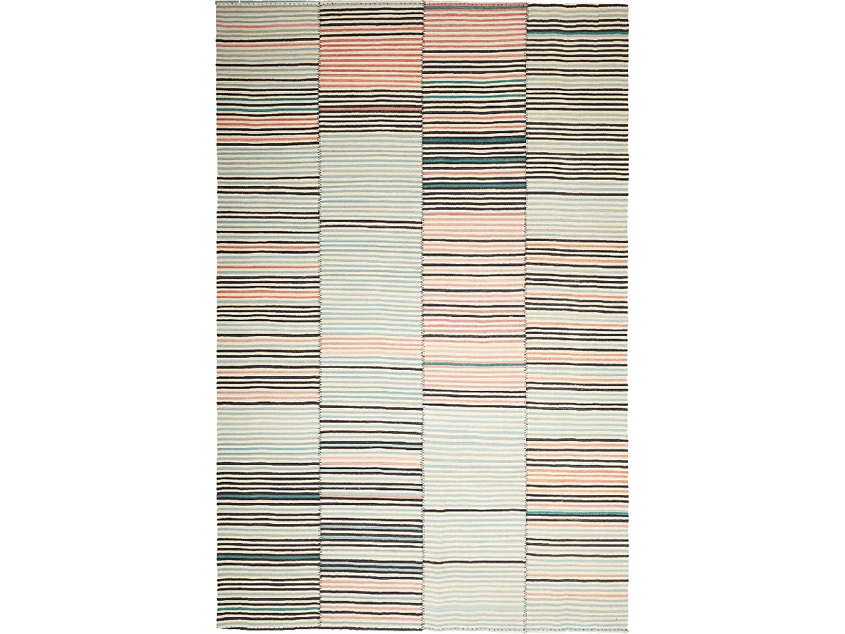 Authentique tapis d'Orient 200x305 kilim fait main en laine orange et bleu A 2