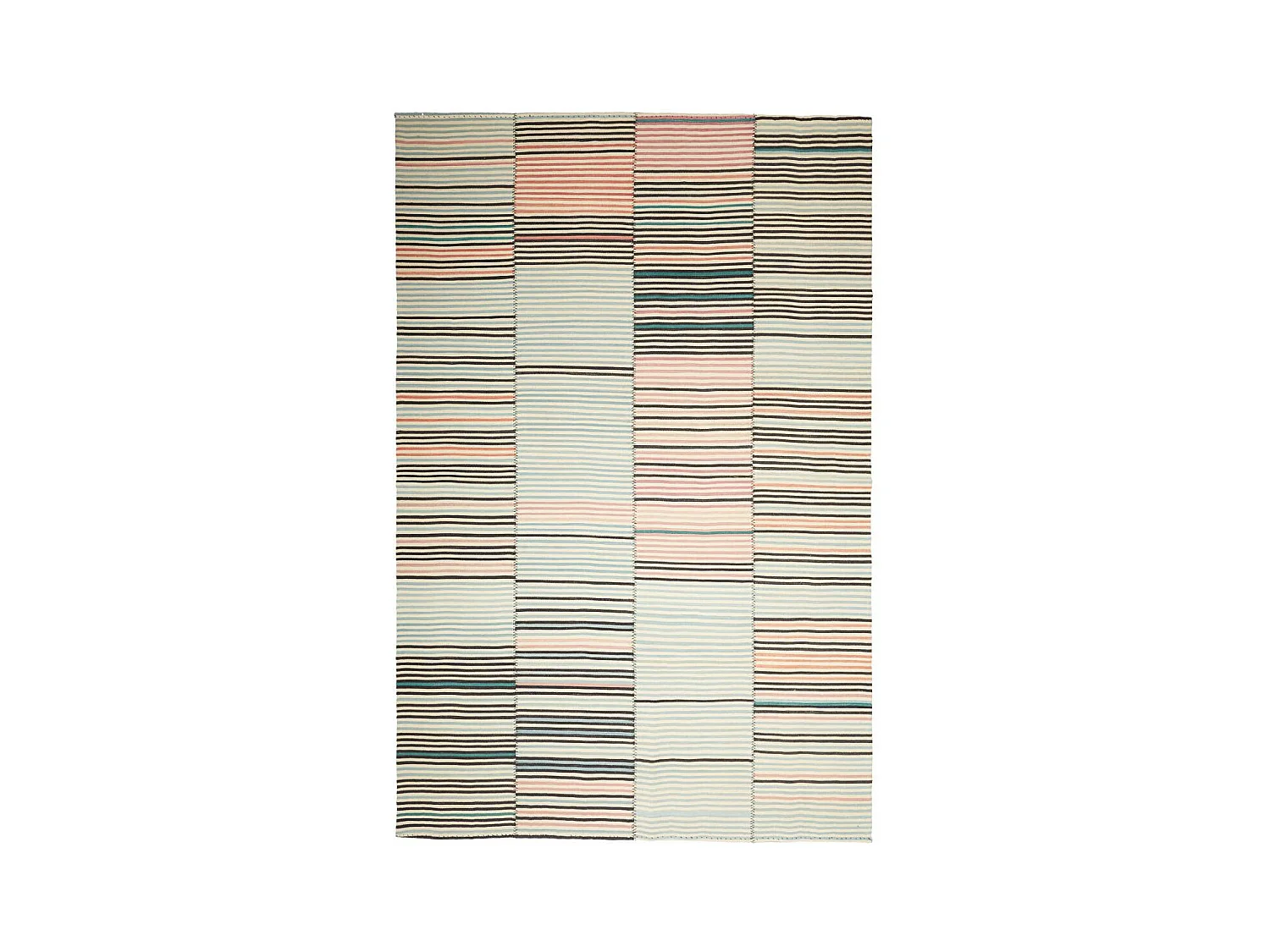 Authentique tapis d'Orient 200x305 kilim fait main en laine orange et bleu A 2