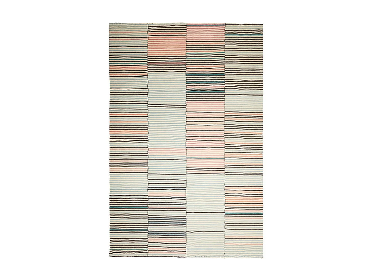 Authentique tapis d'Orient 200x305 kilim fait main en laine orange et bleu A 2