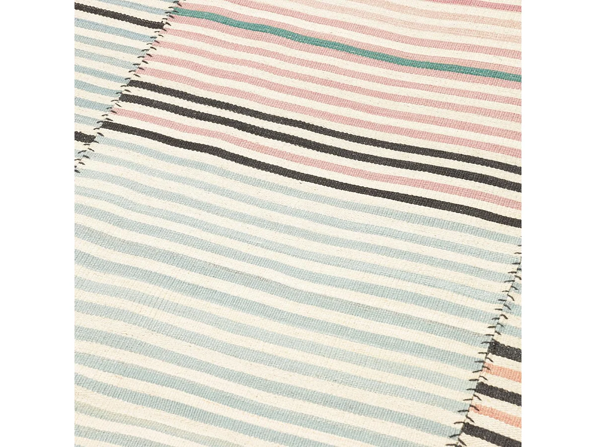 Authentique tapis d'Orient 200x305 kilim fait main en laine orange et bleu A 2